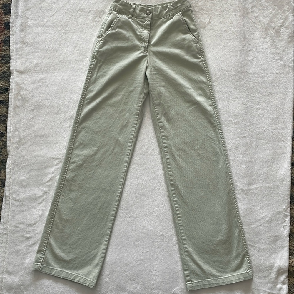 Light green wide leg denim pants